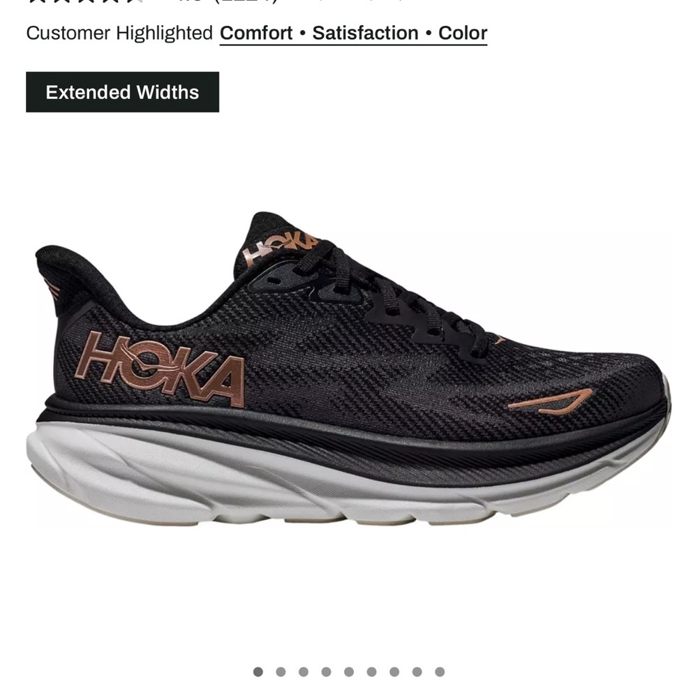 Hoka Women's Clifton 9 Black and Gold Running Shoes